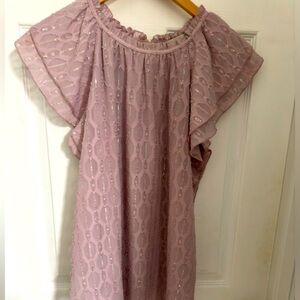 Loft- purple, ruffled, shimmer, top. Never worn